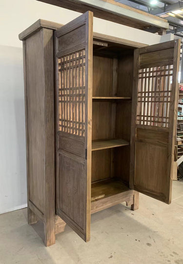 Harvest Carved 2 Door Showcase Cabinet - Reclaimed Elm at Online8 Furniture Auckland NZ