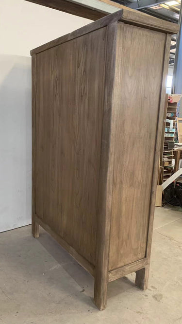 Harvest Carved 2 Door Showcase Cabinet - Reclaimed Elm at Online8 Furniture Auckland NZ