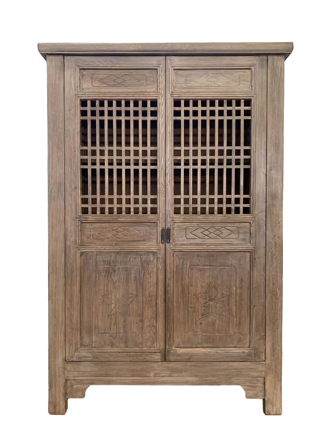 Harvest Carved 2 Door Showcase Cabinet in Reclaimed Elm — Online8 NZ