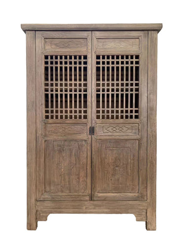 Harvest Carved 2 Door Showcase Cabinet - Reclaimed Elm at Online8 Furniture Auckland NZ