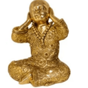 Hear No Evil Boy Monk Statue - Gold at online8 furniture store Auckland