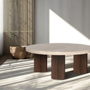 Hearthstone Travertine Coffee Table - Walnut Ash Legs at Online8 Furniture Auckland NZ