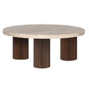 Hearthstone Travertine Coffee Table - Walnut Ash Legs at Online8 Furniture Auckland NZ
