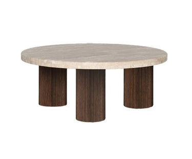 Hearthstone Travertine Coffee Table - Walnut Ash Legs at Online8 Furniture Auckland NZ