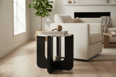 Hendrix Side Table  W/ Mirror Top - Black at Online8 Furniture Auckland NZ