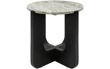 Hendrix Side Table  W/ Mirror Top - Black at Online8 Furniture Auckland NZ