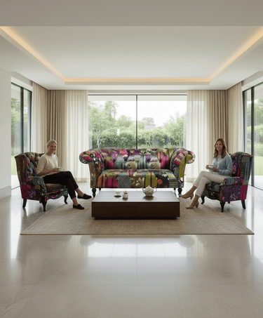 Hereford Chesterfield Patchwork 2 Seater Sofa at online8 furniture store Auckland