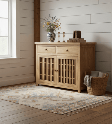 Heritage Elm Slat Buffet Table - 1000mm at online8 furniture store Auckland