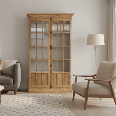 Heritage Reclaimed Oak Display Cabinet | Bookcase at Online8 Furniture Auckland NZ
