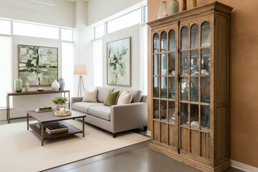 Heritage Reclaimed Oak Display Cabinet | Bookcase at Online8 Furniture Auckland NZ