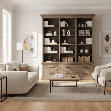 Holloway Reclaimed Elm Bookcase with 6 Drawers at Online8 Furniture Auckland NZ