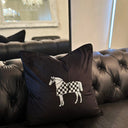 Horse Embroidery Cushion Cover - Black at Online8 Furniture Auckland NZ