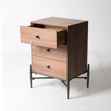 Hudson 3 Drawer Side Table – Walnut at Online8 Furniture Auckland NZ
