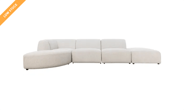 Hugo Curved Sectional Boucle Sofa Seat - Soft Gray at online8 furniture store Auckland