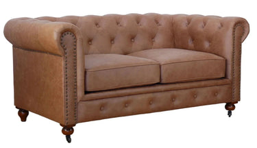 Huskins Chesterfield 2 Seater Sofa - Light Brown at online8 furniture store Auckland
