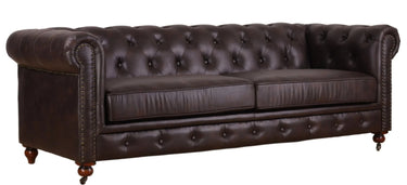 Huskins Chesterfield 3 Seater Sofa - Dark Brown at online8 furniture store Auckland