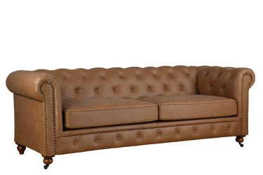 Huskins Chesterfield 3 Seater Sofa - Light Brown at online8 furniture store Auckland