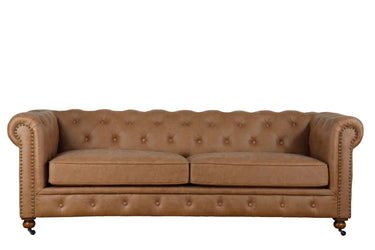 Huskins Chesterfield 3 Seater Sofa - Light Brown at online8 furniture store Auckland