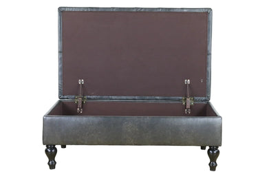 Huskins Chesterfield Ottoman with Storage - Black at online8 furniture store Auckland
