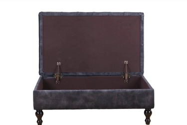 Huskins Chesterfield Ottoman with Storage - Charcoal at online8 furniture store Auckland