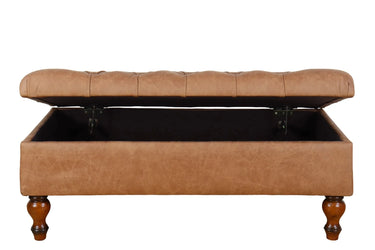 Huskins Chesterfield Ottoman with Storage - Light Brown at online8 furniture store Auckland