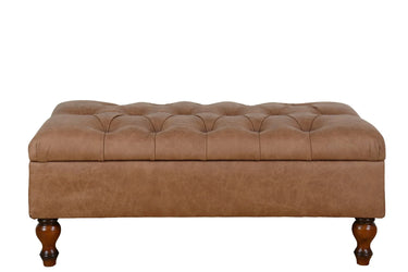 Huskins Chesterfield Ottoman with Storage - Light Brown at online8 furniture store Auckland
