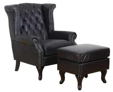 Huskins Large Wingback Chair with Ottoman at online8 furniture store Auckland