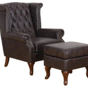 Huskins Leather Ottoman - Brown at online8 furniture store Auckland