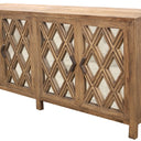 Lattice 4 Door Elm Sideboard with Mirrored Doors