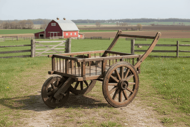 Indian Heritage Wooden Cart with Wheels at online8 furniture store Auckland