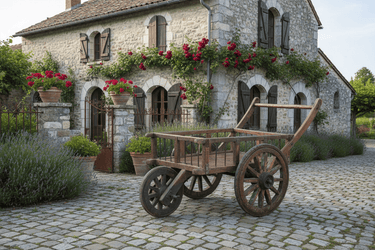 Indian Heritage Wooden Cart with Wheels at online8 furniture store Auckland