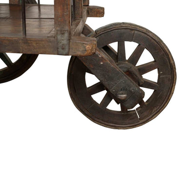 Indian Heritage Wooden Cart with Wheels at Online8 Furniture Auckland NZ