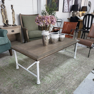 Industrial Coffee Table with Metal Legs at online8 furniture store Auckland