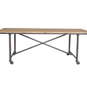Industrial Dining Table with Metal Castors - 2300mm at Online8 Furniture Auckland NZ