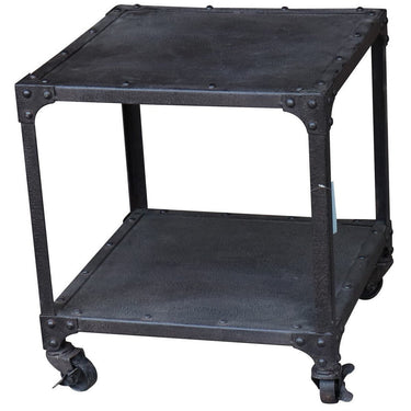 Industrial Metal Side Table with Wheels at online8 furniture store Auckland