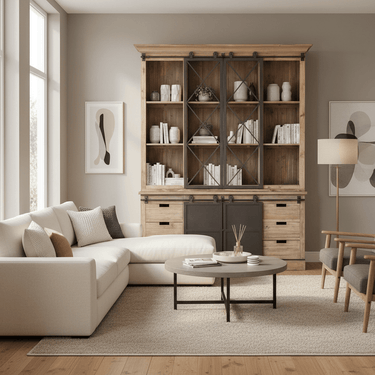 Industrial Wall Unit with Sliding Barn Doors at Online8 Furniture Auckland NZ