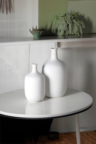 Irina White Bottle Vase - Small at online8 furniture store Auckland
