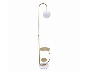 Iron & Marble Arched Floor Lamp with Table – Gold at Online8 Furniture Auckland NZ