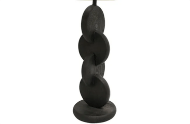Jai Wooden Table Lamp - Black Sandblast / Beige at online8 furniture store Auckland