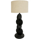 Jai Wooden Table Lamp - Black Sandblast / Beige at online8 furniture store Auckland