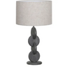 Jai Wooden Table Lamp - Black Sandblast / Beige at online8 furniture store Auckland