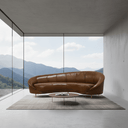 Jane Curved Leather Sofa - Brown at Online8 Furniture Auckland NZ