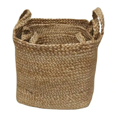 Jute Basket set/3 Square Natural at online8 furniture store Auckland
