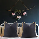 Jute Flange Cushion Cover - Black & Natural at online8 furniture store Auckland