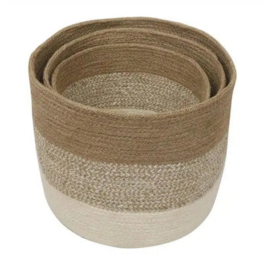 Jute Natural/White set/3 Basket at online8 furniture store Auckland