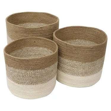 Jute Natural/White set/3 Basket at online8 furniture store Auckland
