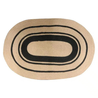 Jute Oval Door Mat - Black + Natural at online8 furniture store Auckland