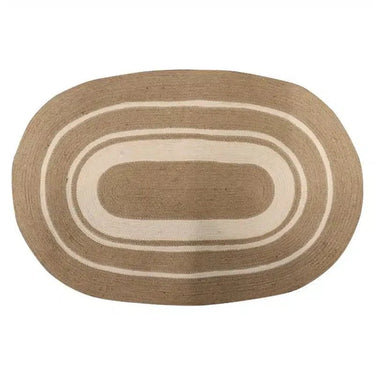 Jute Oval Door Mat - Natural/White at online8 furniture store Auckland
