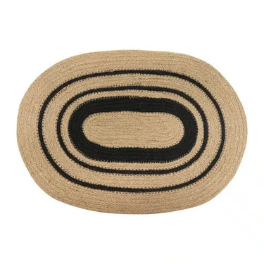 Jute Oval Placemat - Black + Natural at online8 furniture store Auckland
