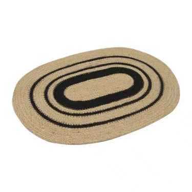 Jute Oval Placemat - Black + Natural at online8 furniture store Auckland
